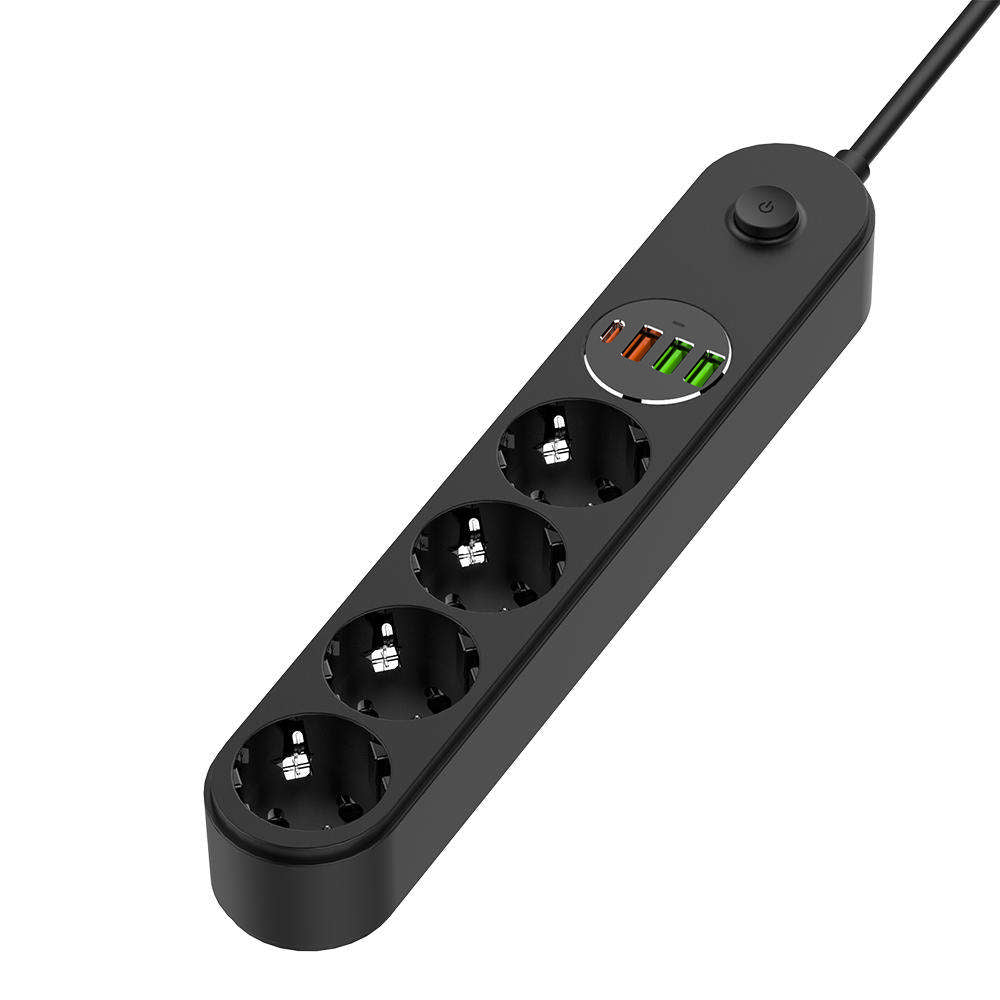 Πολύπριζο ColorWay, 4 x Schuko, Μαύρο