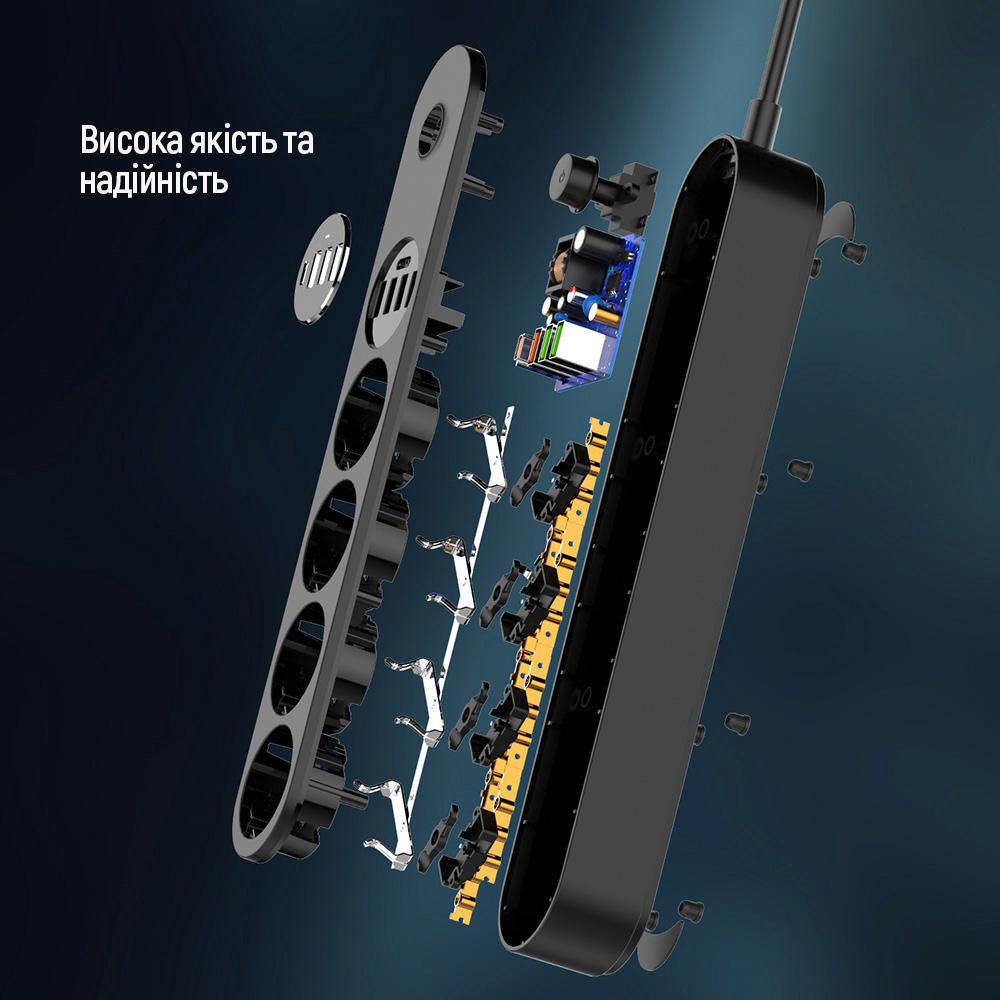 Πολύπριζο ColorWay, 4 x Schuko, Μαύρο