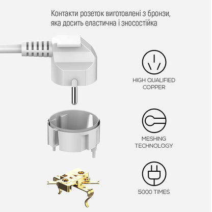 Πολύπριζο ColorWay, 6 x Schuko, Λευκό