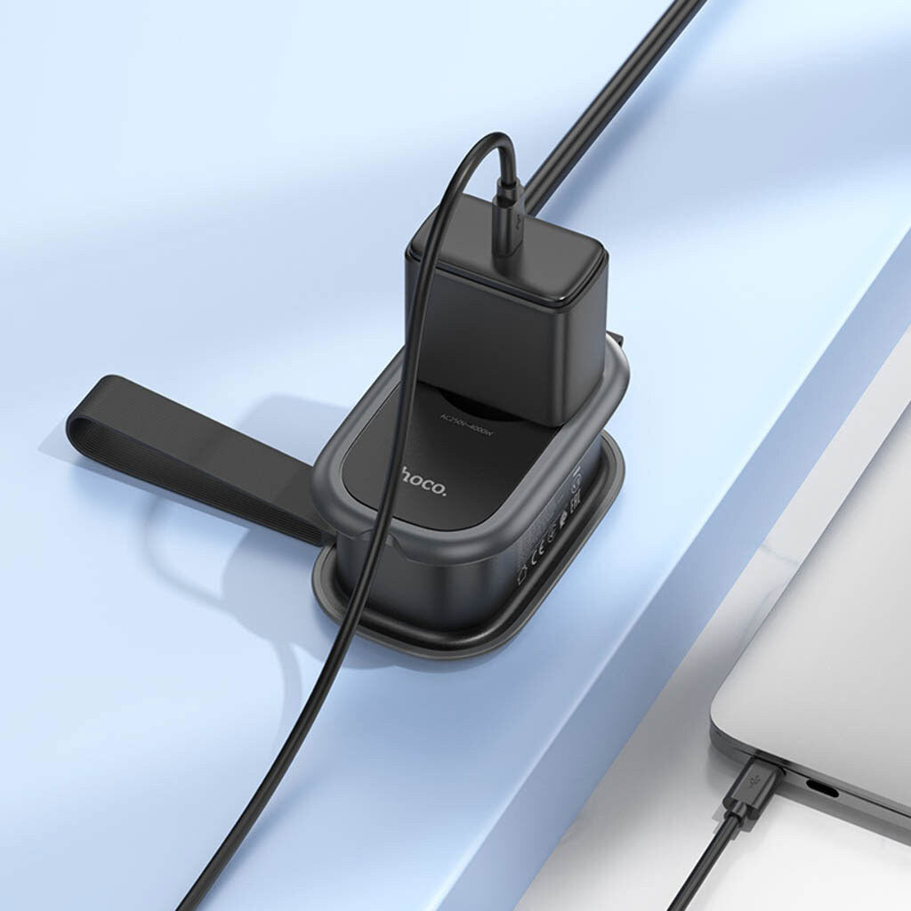 Φορτιστής δικτύου HOCO NS7, 2 x USB-A - 1 x USB-C - 1 x Schuko, Μαύρο 