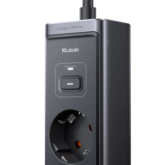 Πολύπριζο McDodo CH-0620, 3 x Schuko - 1 x USB-A - 2 x USB-C, Μαύρο