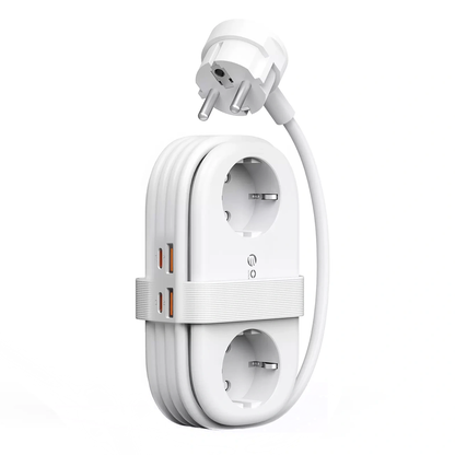 Προέκταση Orico AP3, 2 x Schuko - 2 x USB-A - 2 x USB-C, Λευκό