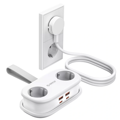Προέκταση Orico AP3, 2 x Schuko - 2 x USB-A - 2 x USB-C, Λευκό