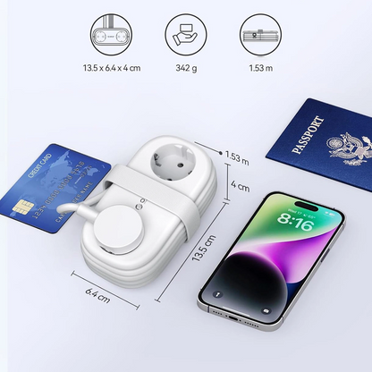 Προέκταση Orico AP3, 2 x Schuko - 2 x USB-A - 2 x USB-C, Λευκό