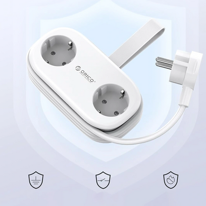 Προέκταση Orico AP3, 2 x Schuko - 2 x USB-A - 2 x USB-C, Λευκό