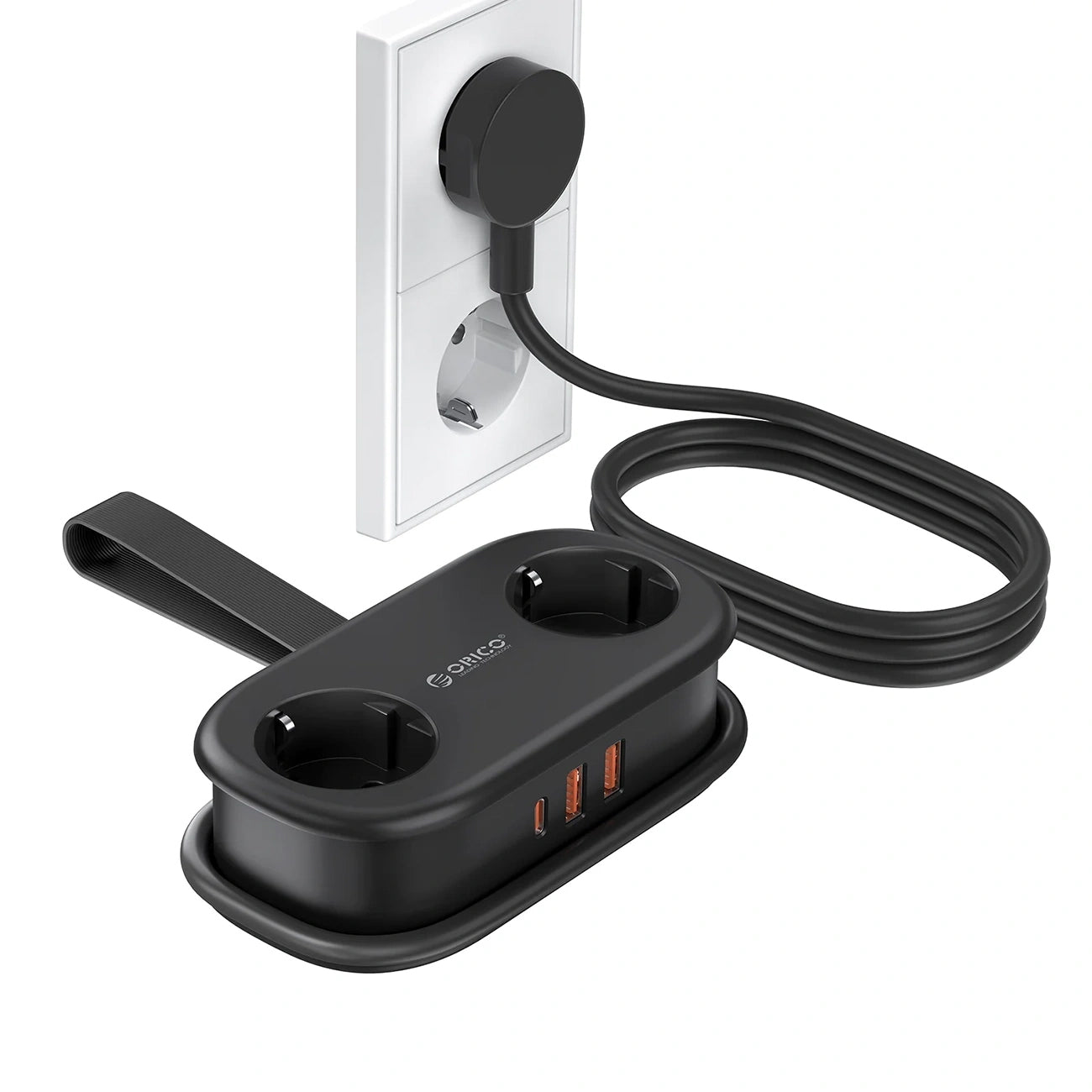 Προέκταση Orico APP, 2 x Schuko - 2 x USB-A - 1 x USB-C, Μαύρο