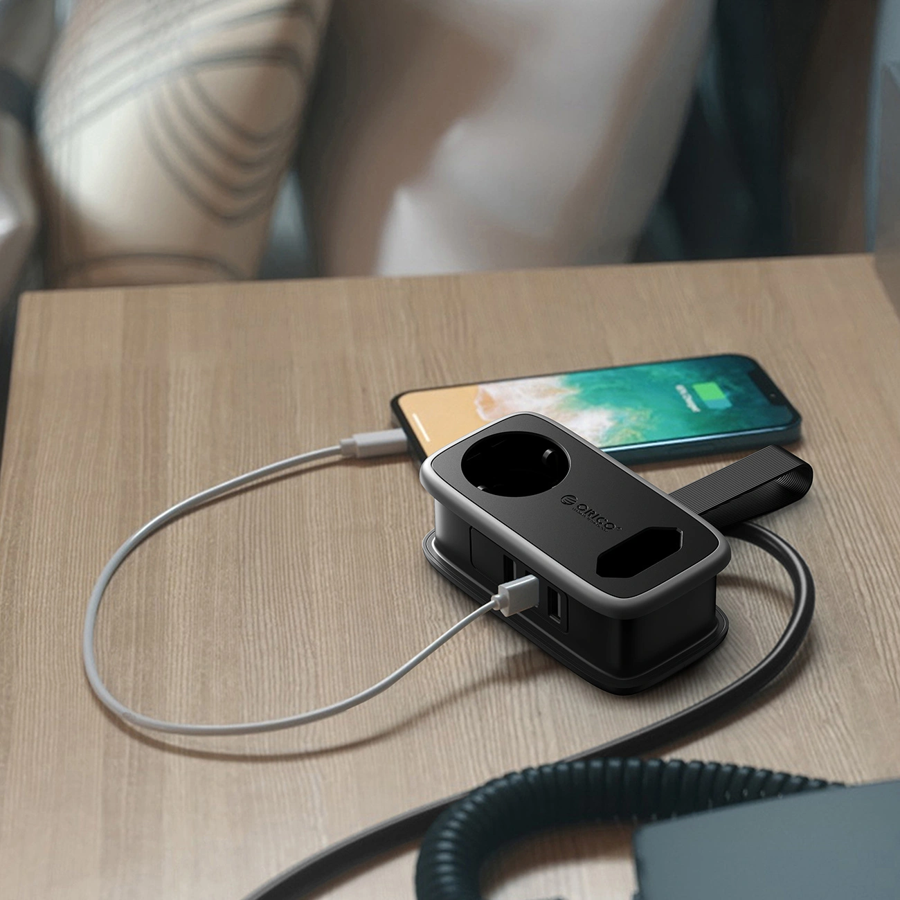 Προέκταση Orico APP, 1 x Schuko - 1 x Πρίζα - 2 x USB-A - 1 x USB-C, Μαύρο Γκρι