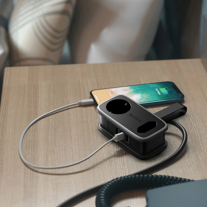 Προέκταση Orico APP, 1 x Schuko - 1 x Πρίζα - 2 x USB-A - 1 x USB-C, Μαύρο Γκρι