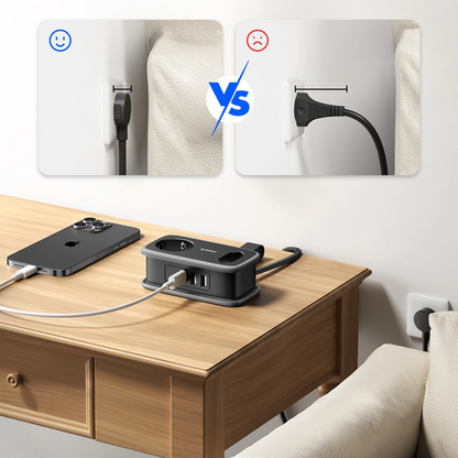 Προέκταση Orico APP, 1 x Schuko - 1 x Πρίζα - 2 x USB-A - 1 x USB-C, Μαύρο Γκρι