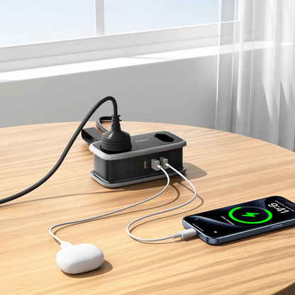 Προέκταση Orico APP, 1 x Schuko - 1 x Πρίζα - 2 x USB-A - 1 x USB-C, Μαύρο Γκρι