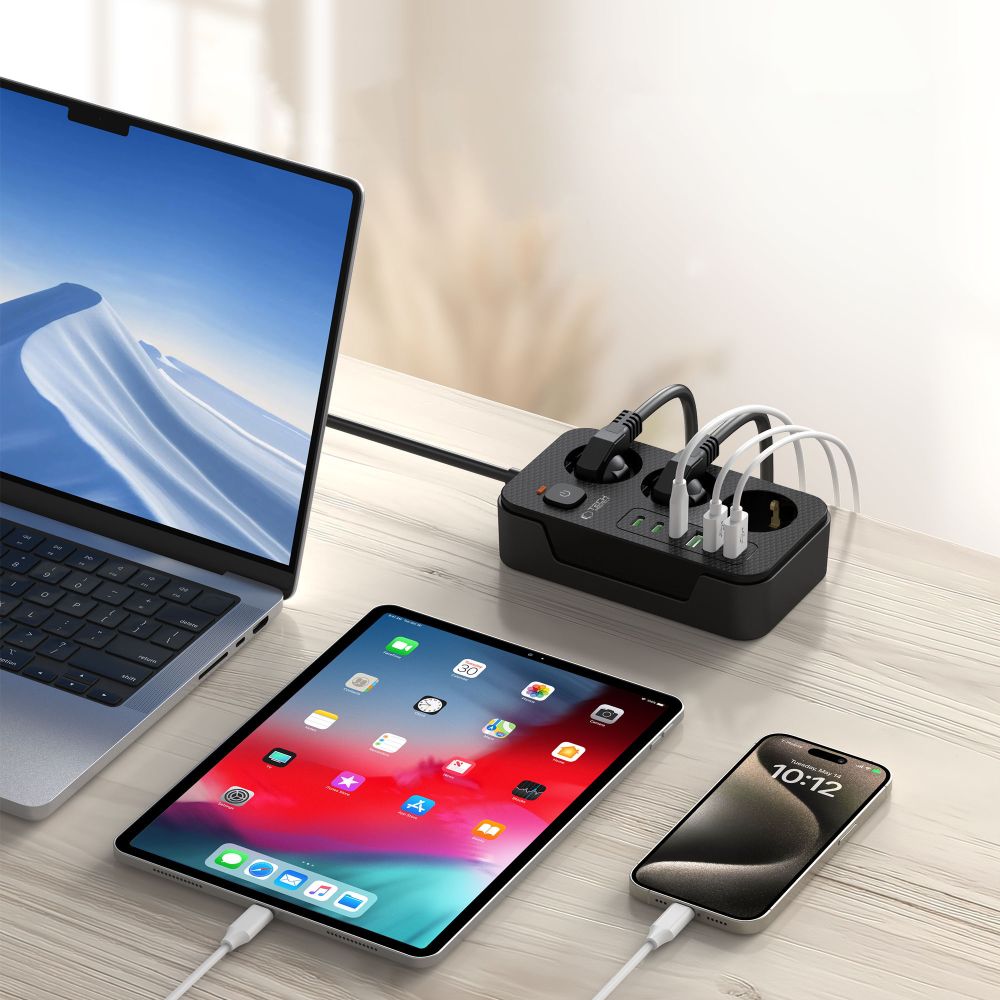 Πολύπριζο Tech-Protect PC3X6, 3 x Schuko, Μαύρο