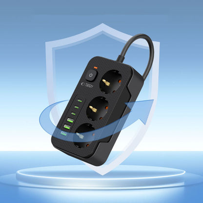 Πολύπριζο Tech-Protect PC3X6, 3 x Schuko, Μαύρο