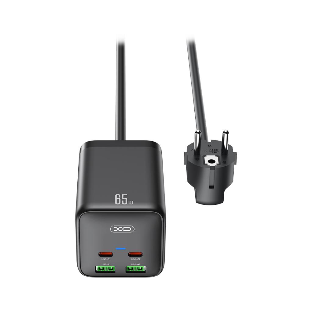 XO Design WL24 Extension Cord, 2 x Socket, Black