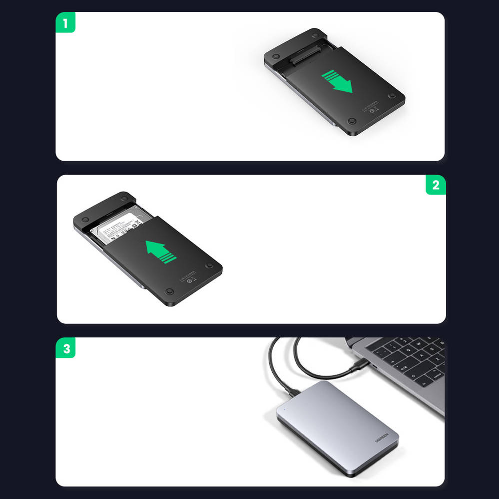 Ράφι UGREEN CM300 για HDD / SSD SATA 2.5inch, USB 3.1, Γκρι