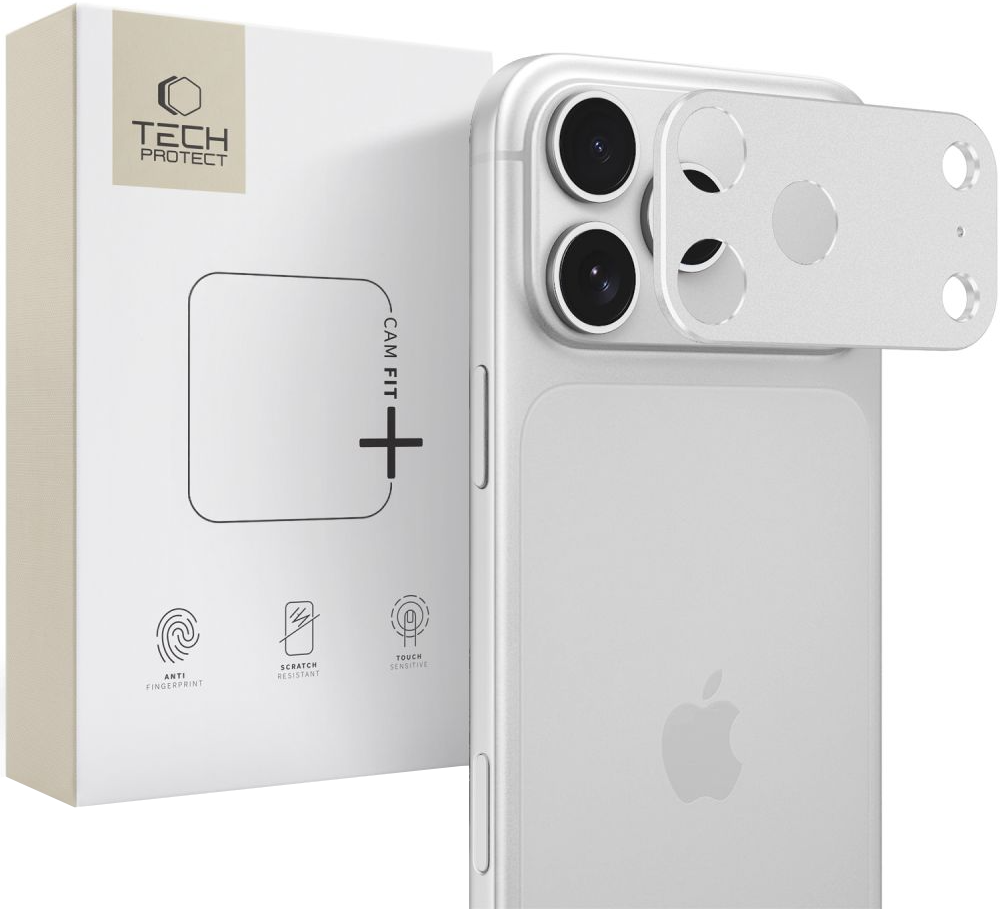 Προστατευτικό πλαίσιο πίσω κάμερας Tech-Protect Camalloy Fit+ για Apple iPhone 18 Pro Max, αλουμίνιο, ασημί.