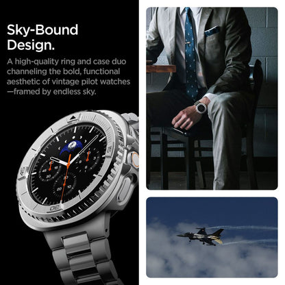 Spigen Tune Pro Pilot Protection Frame for Samsung Galaxy Watch8 Classic, Silver ACS10017