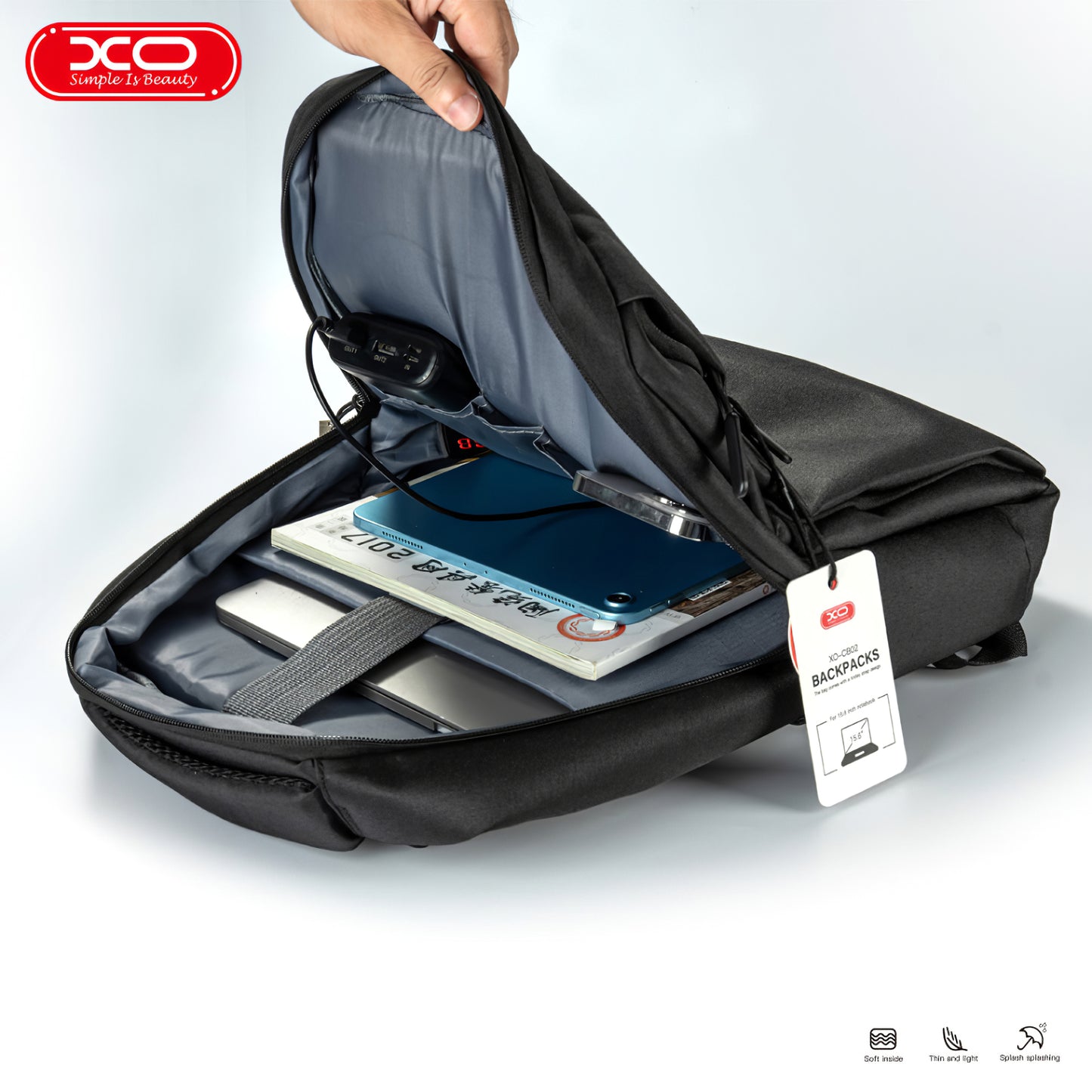 Σακίδιο πλάτης XO Design CB02 15.6inch Laptop Backpack CB02, Μαύρο