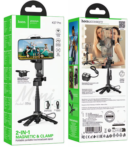 Selfie Stick Bluetooth HOCO K27 Pro, Παγκόσμιος, Μαύρο