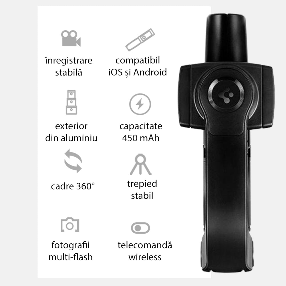 Gimbal Σταθεροποιητής Spigen S610W Gimbal, Παγκόσμιος, Μαύρο