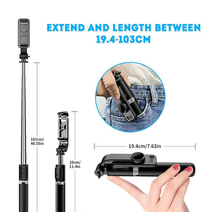 Selfie Stick Bluetooth Techsuit Q02, Παγκόσμιος, Μαύρο