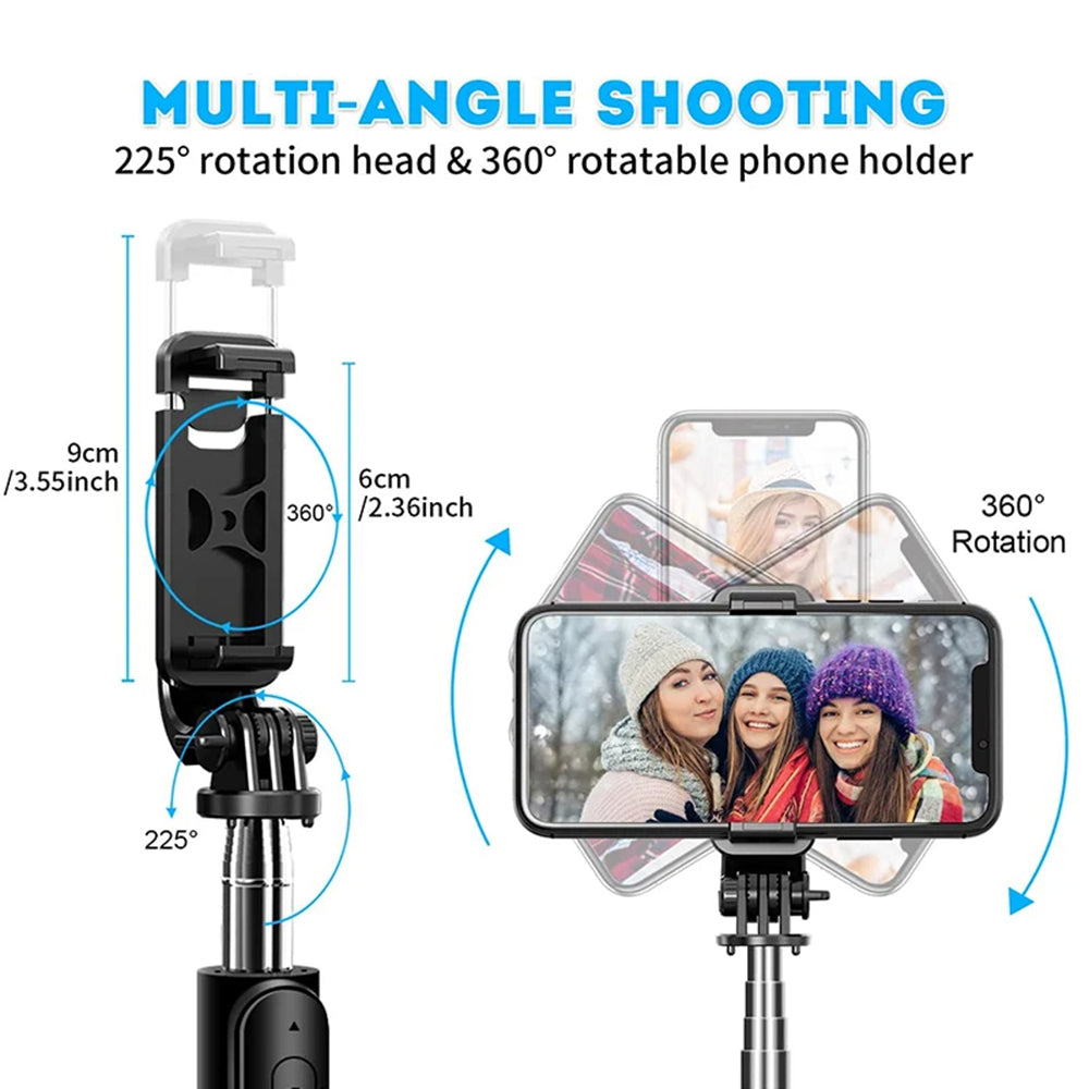 Selfie Stick Bluetooth Techsuit Q02, Παγκόσμιος, Μαύρο