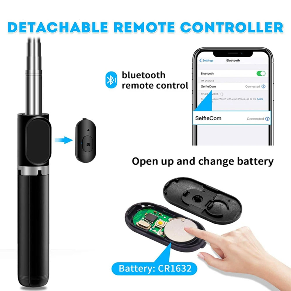 Selfie Stick Bluetooth Techsuit Q02, Παγκόσμιος, Μαύρο