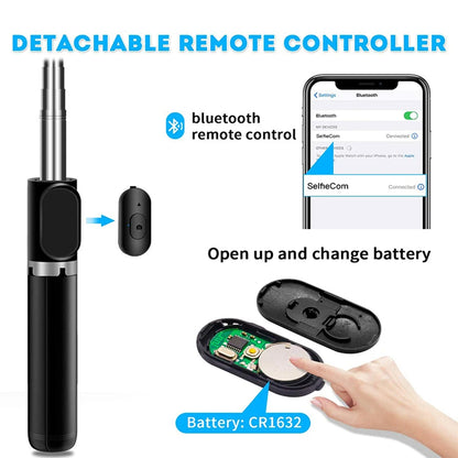 Selfie Stick Bluetooth Techsuit Q02, Παγκόσμιος, Μαύρο