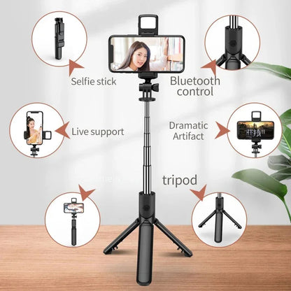 Selfie Stick Bluetooth Techsuit S03-S, Παγκόσμιος, Μαύρο