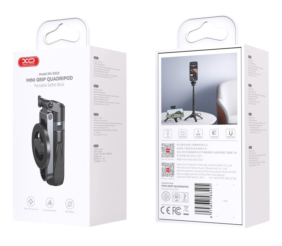 Selfie Stick Bluetooth XO Design SS22, Παγκόσμιος, Μαύρο