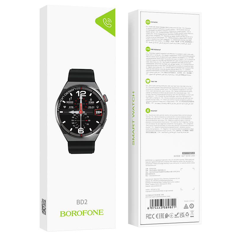 Borofone BD2 smartwatch, Μαύρο 