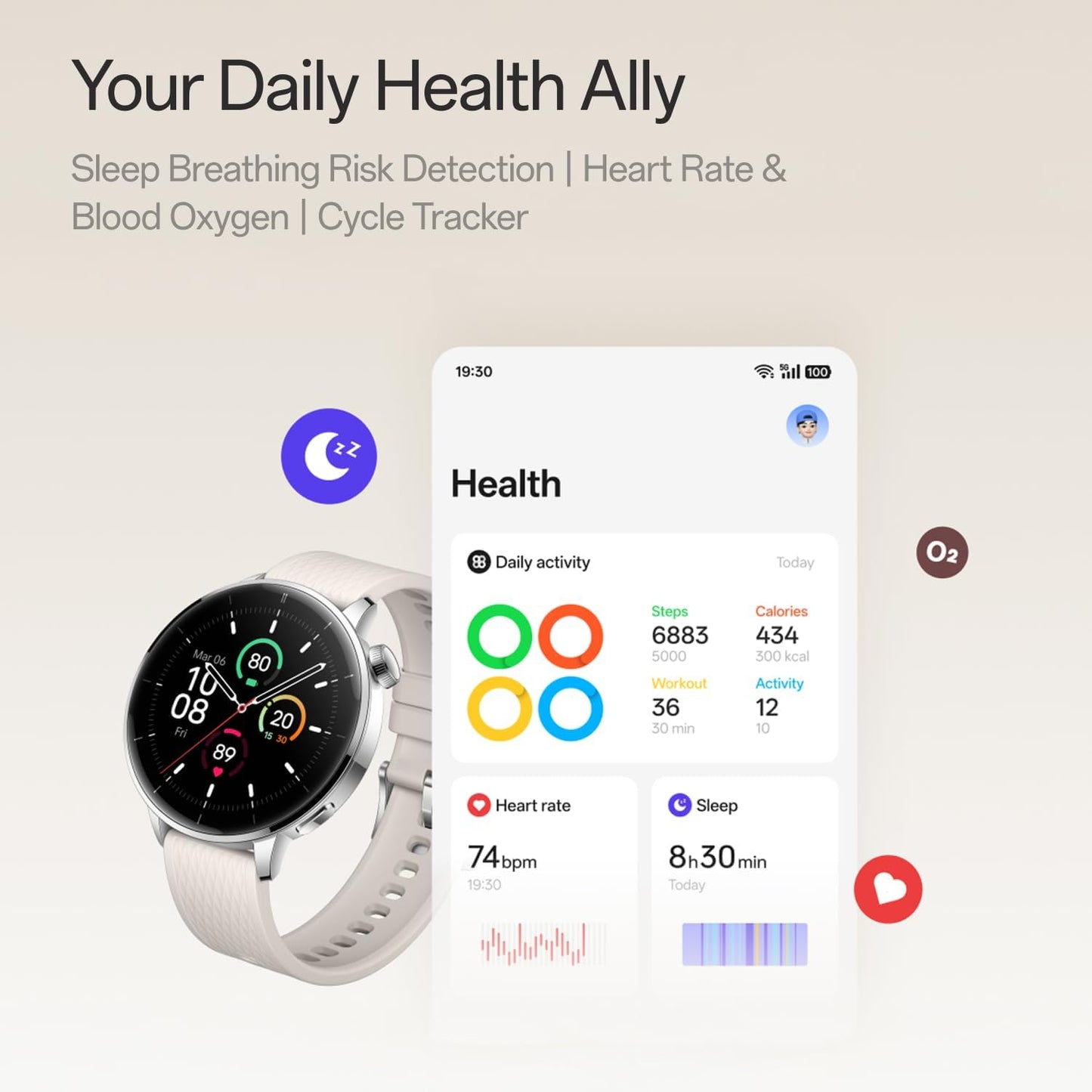 Smartwatch OnePlus Watch 3, 43mm, Ασημί 5491100422