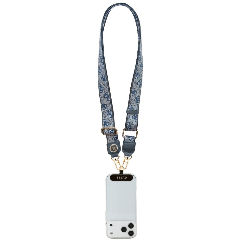 Guess 4G Strass Metal Logo Phone Lanyard, Blue