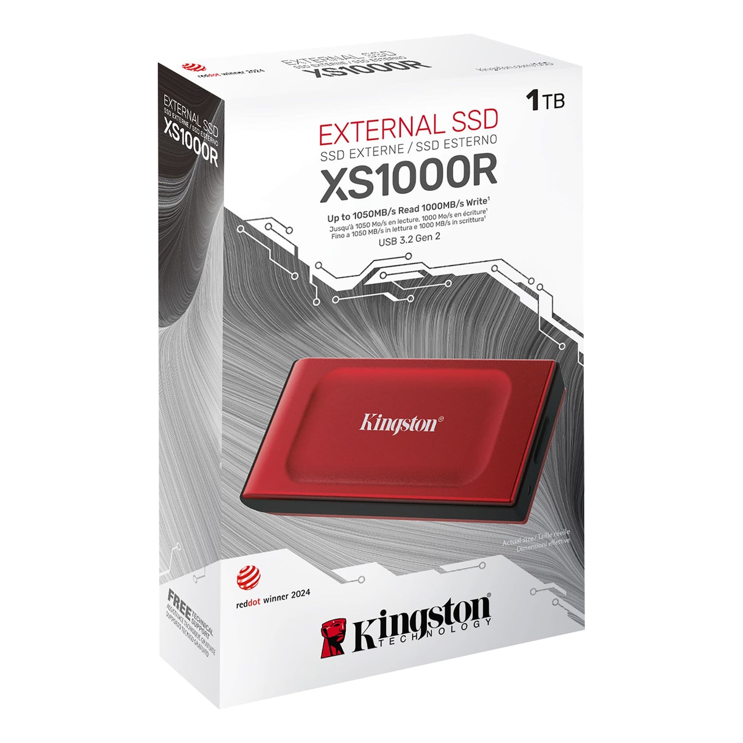 Solid State Drive (External SSD) Kingston XS1000, 1TB, Red SXS1000R/1000G