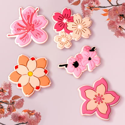 Αυτοκόλλητο 3D OEM Pink Blossom για Θήκη Τηλεφώνου / Tablet, Σετ 5 τεμάχια, Πολύχρωμο