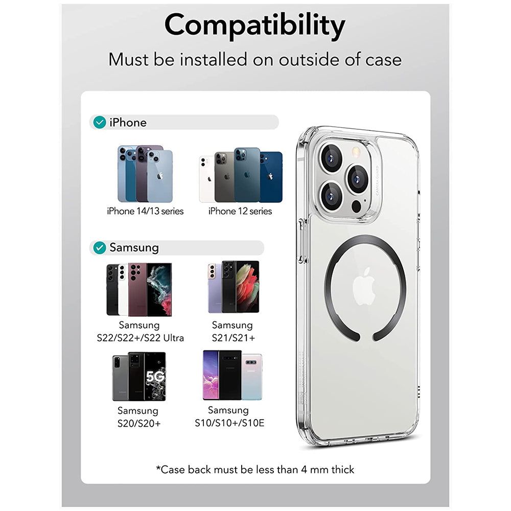 ESR HaloLock Metallic Sticker, Set of 2 Pieces, Black Silver