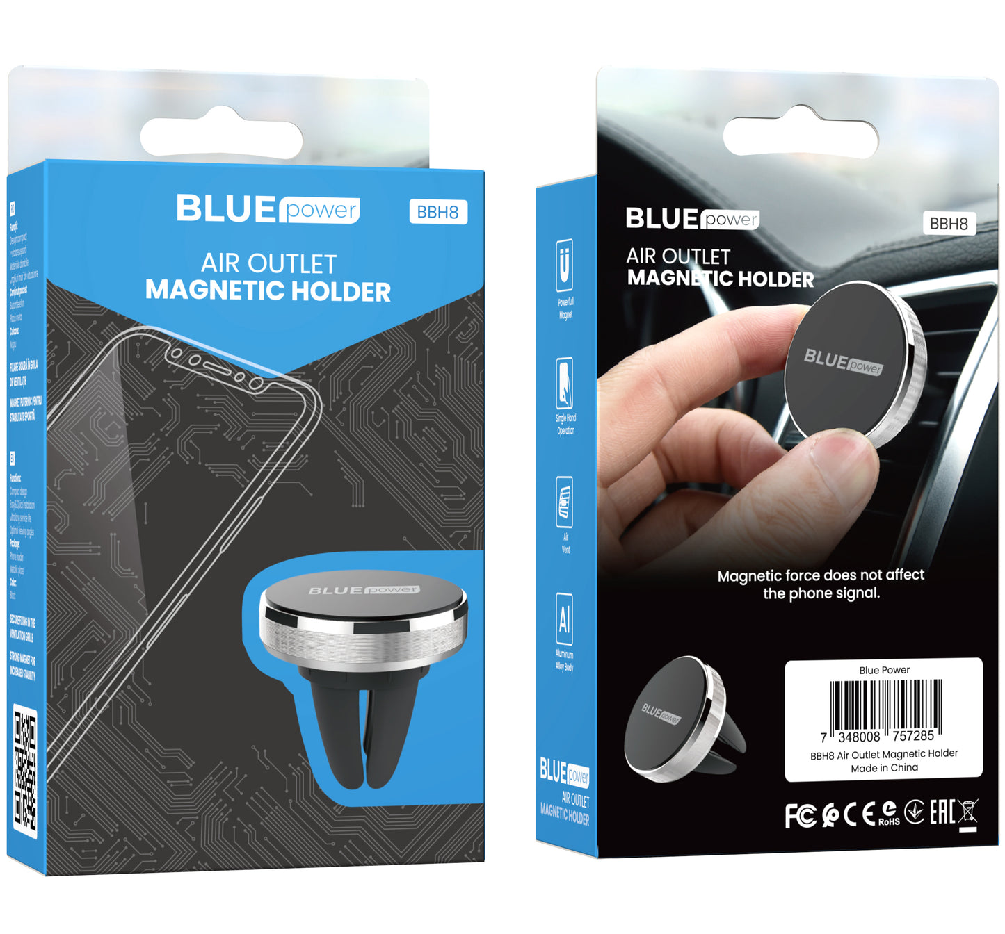 BLUE Power BBH8 Air Magnetic Car Holder, Universal, Μαύρο