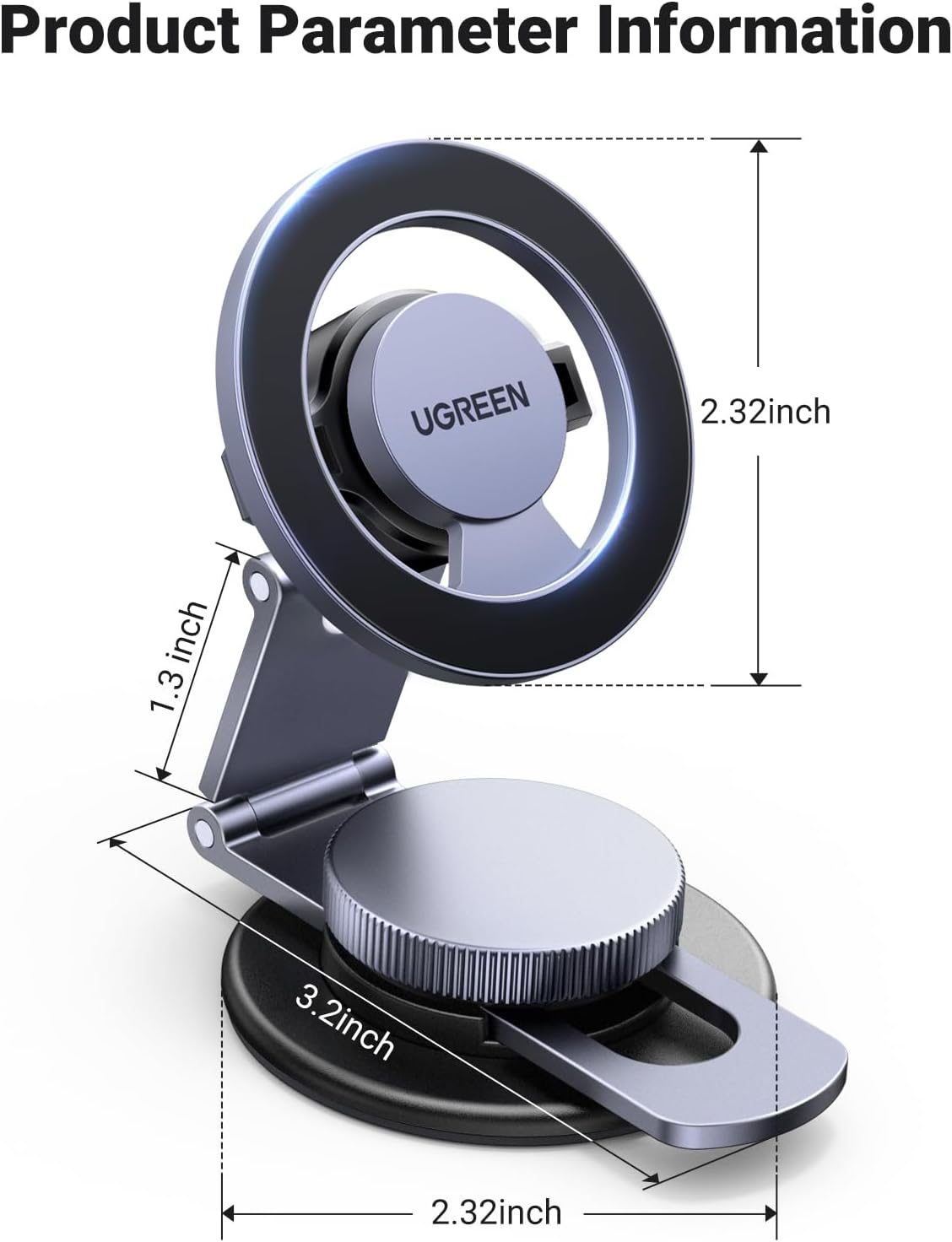 Μαγνητική Βάση Αυτοκινήτου UGREEN LP865, Παγκόσμια, Μαύρη