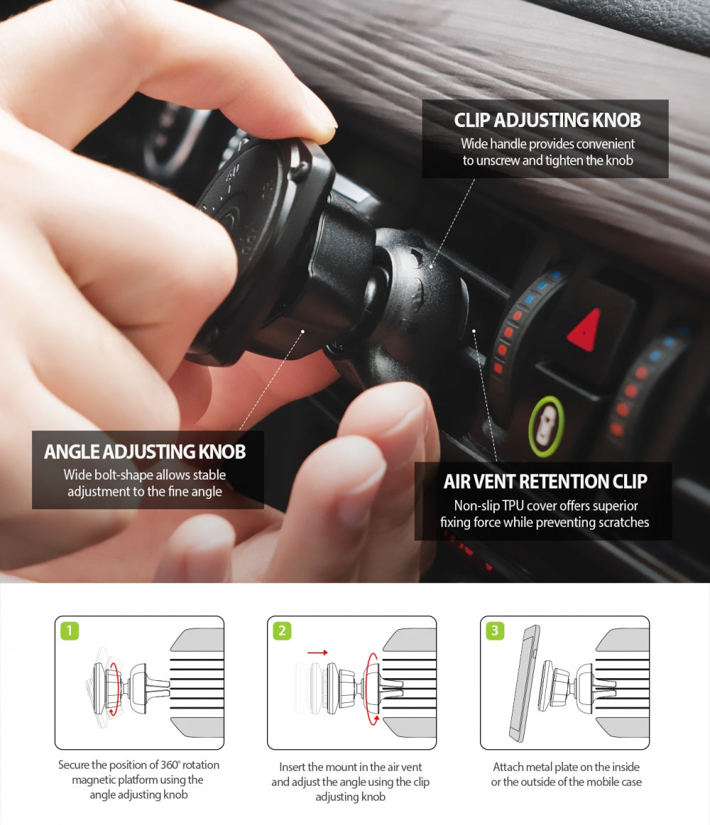 Βάση Αυτοκινήτου Μαγνητική Ringke Power Clip, Universal, Μαύρο