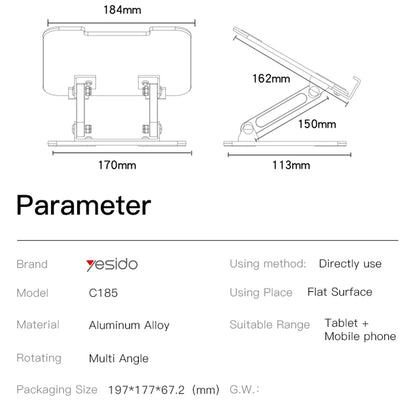 Βάση Γραφείου Yesido C185, 4.5inch - 13inch, Ασημί