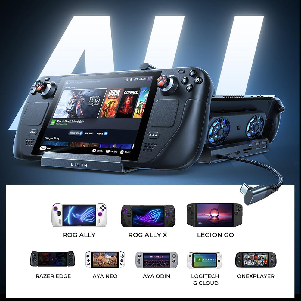 Hub Υποστήριξης με Ψύκτη Lisen S1 για Κονσόλα ROG / Lenovo / Razer / Aya / Logitech / Onexplayer Series, Μαύρο YL0423110005