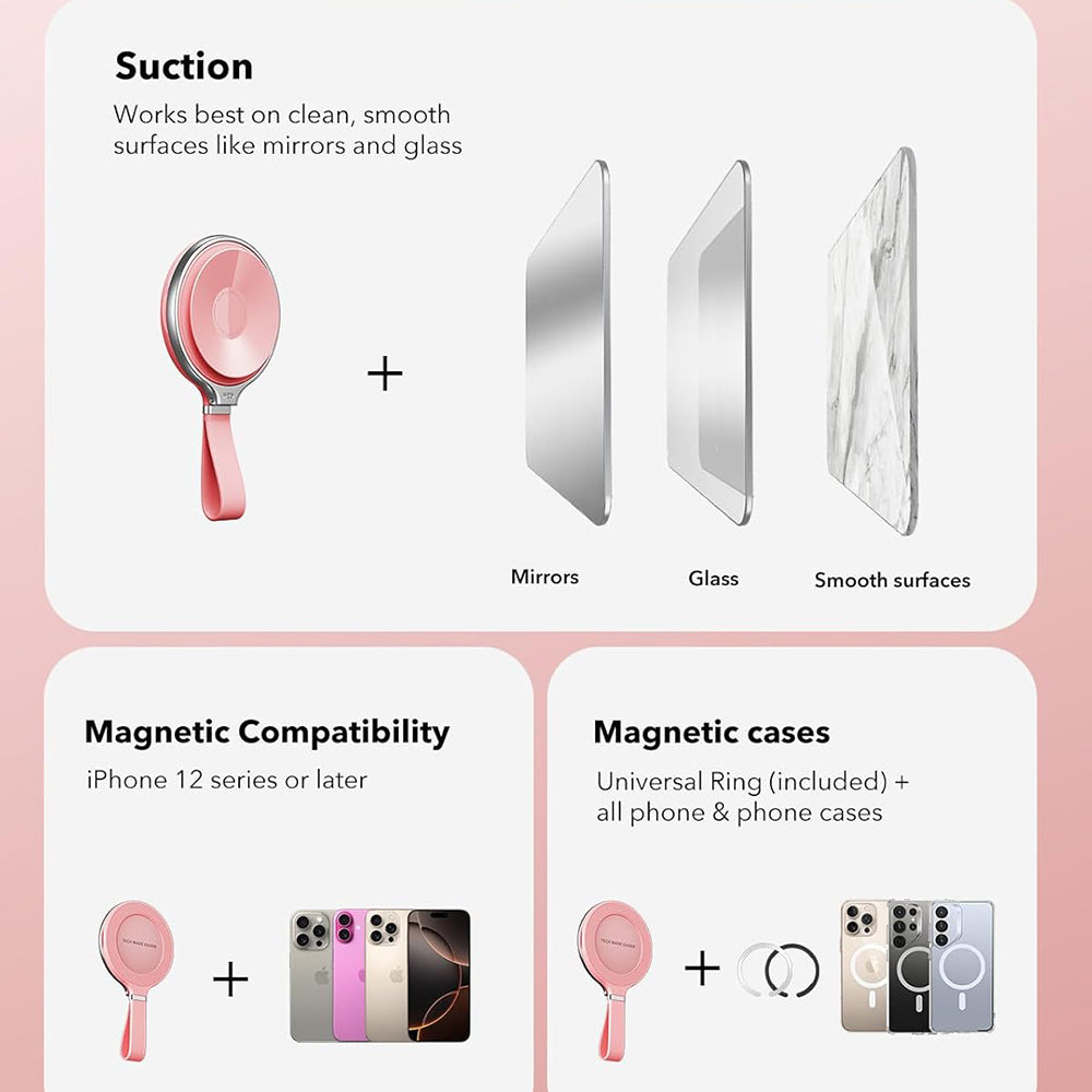 Υποστήριξη Δαχτυλιδιού ESR HaloLock Δερμάτινη, Παγκόσμια, Ροζ