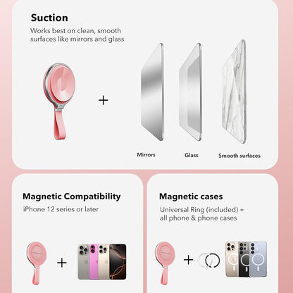 Υποστήριξη Δαχτυλιδιού ESR HaloLock Δερμάτινη, Παγκόσμια, Ροζ