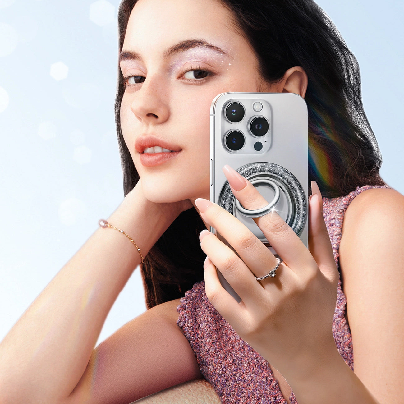 Υποστήριξη Δαχτυλιδιού Joyroom JR-ZS425 Glitter, Παγκόσμιο, Μαύρο