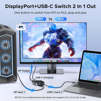 Switch Video DisplayPort / USB-C UGREEN 65878, Μαύρο