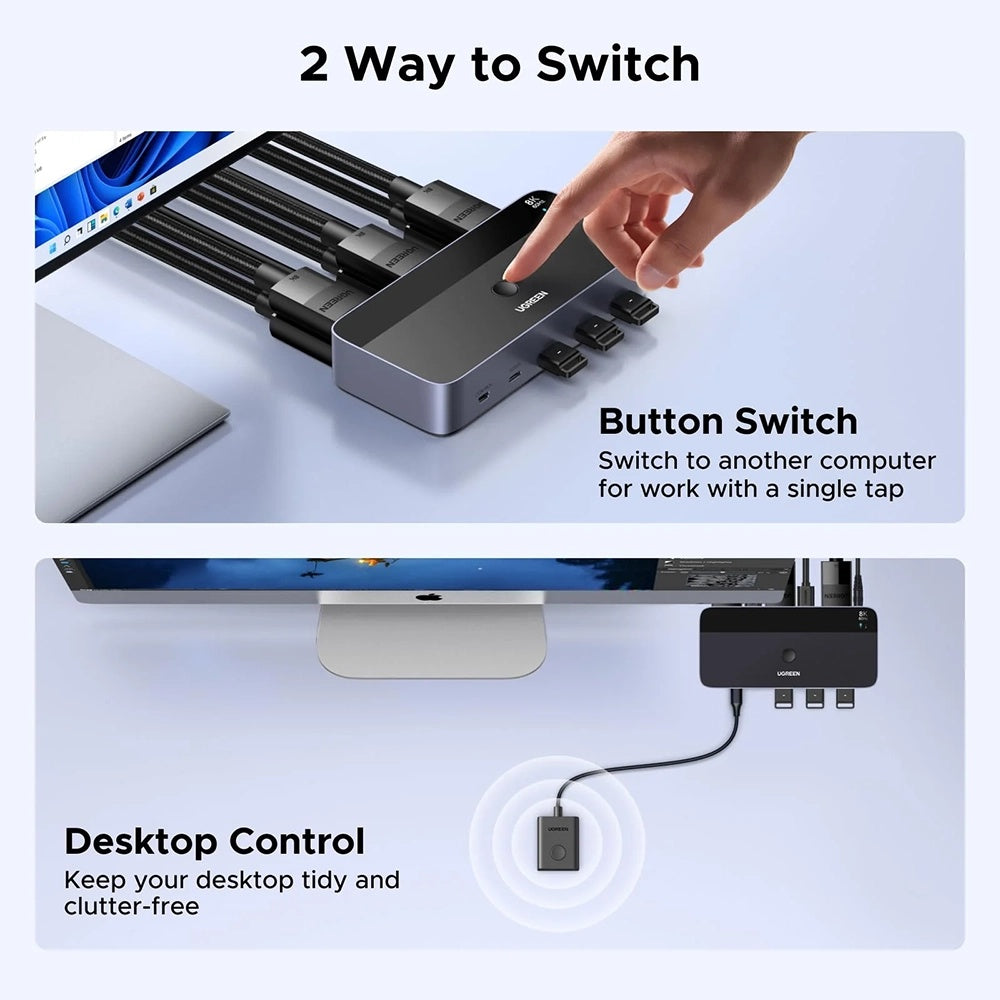 Switch Video DisplayPort UGREEN AK700 (55851), Γκρι