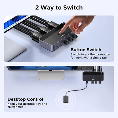 Switch Video DisplayPort UGREEN AK700 (55851), Γκρι