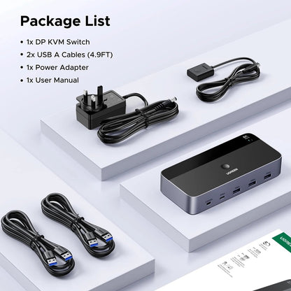 Switch Video DisplayPort UGREEN AK700 (55851), Γκρι