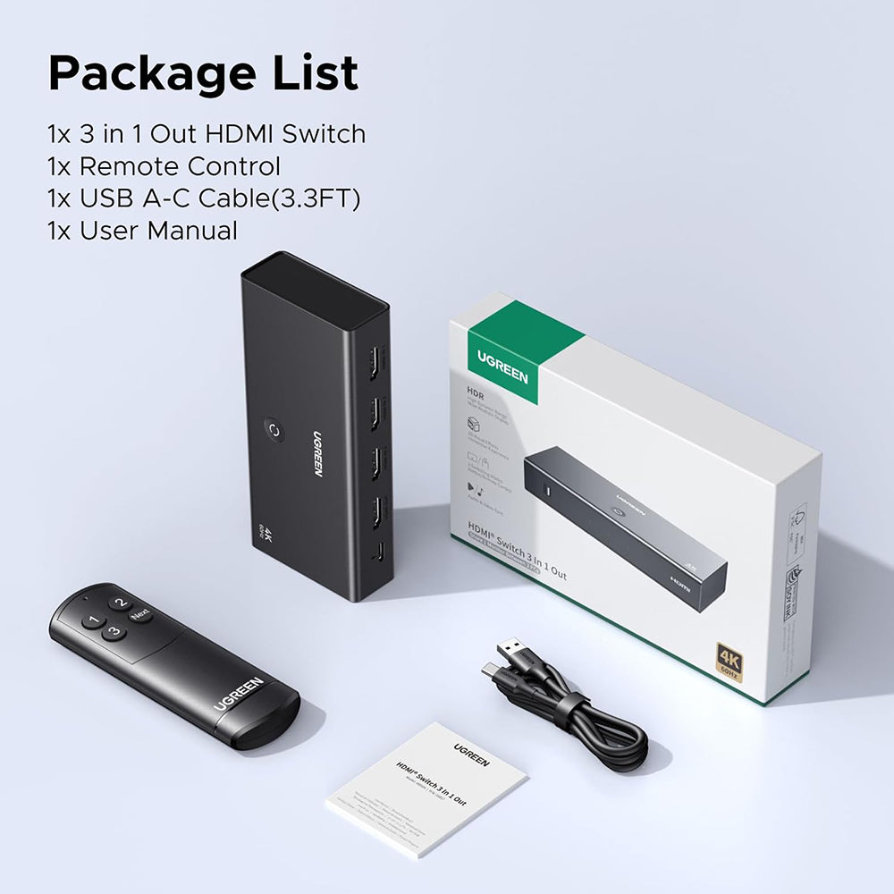 Switch Video HDMI UGREEN AW504 (55857), Μαύρο