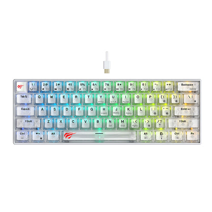 Πληκτρολόγιο Gaming HAVIT KB903L, RGB, 1.8m, Διαφανές Λευκό
