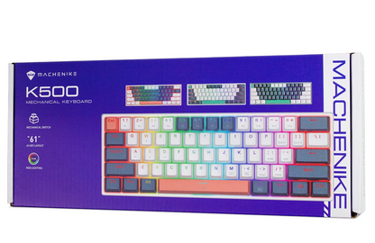 Πληκτρολόγιο Gaming Ενσύρματο USB Machenike K500-B61 Μηχανικό, RGB, Φωτισμός Πίσω, Καφέ, Μπλε Άσπρο